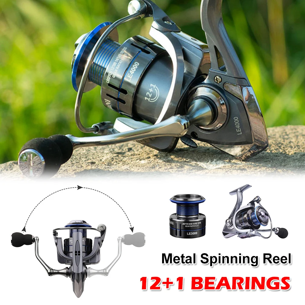 1000-6000 Series Spinning Reel Fishing Reel 8kg Max Drag Metal Spool Screw-in Handle Fishin Reel Coil for Carp Freshwater Tackle
1000-6000 Series Spinning Reel Fishing Reel 8kg Max Drag Metal Spool Screw-in Handle Fishin Reel Coil for Carp Freshwater Tackle