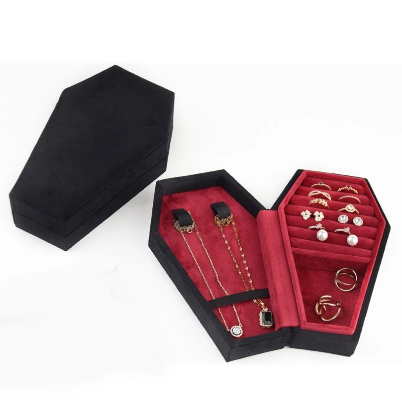 Коробка для демонстрации ювелирных изделий в форме гроба, портативный органайзер для ювелирных изделий, коробка для ожерелья,