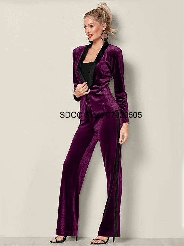 2022 New Women's Velvet Suit 2 Piece Jacket Pants Custom Slim Fit Tuxedo Office Party Ladies Blazer блейзеры
2022 New Women's Velvet Suit 2 Piece Jacket Pants Custom Slim Fit Tuxedo Office Party Ladies Blazer блейзеры