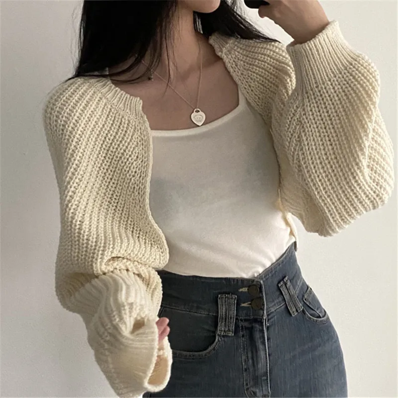 Lantern Sleeve Knitted Short Shawl Coat Women's Short Sweater Cardigan Coat Extreme Short Knitting Tops Elegant Style
Lantern Sleeve Knitted Short Shawl Coat Women's Short Sweater Cardigan Coat Extreme Short Knitting Tops Elegant Style