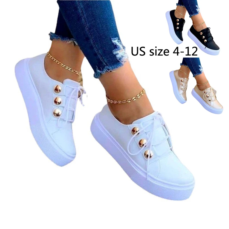Women Vulcanized Shoes Round Toe Platform Metal Decorative Vulcanized Sneakers white Flats plus Size Loafers Fashion Sneakers
Women Vulcanized Shoes Round Toe Platform Metal Decorative Vulcanized Sneakers white Flats plus Size Loafers Fashion Sneakers