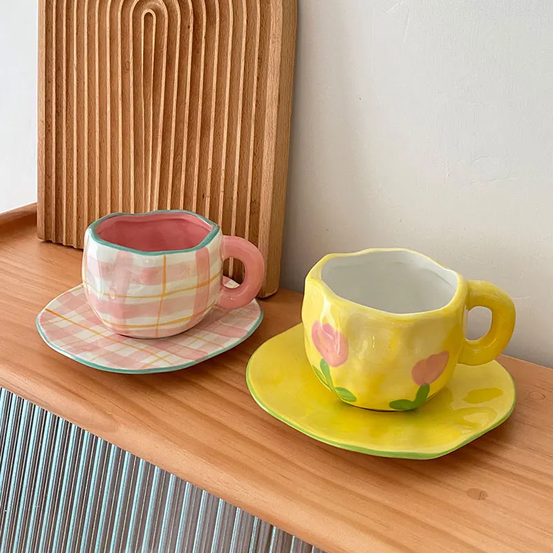 Hand Painted Ceramic Tulip Coffee Cup With Saucer Microwave Dishwasher Safe Handmade Irregular Tea Cup Saucer Gifts
Hand Painted Ceramic Tulip Coffee Cup With Saucer Microwave Dishwasher Safe Handmade Irregular Tea Cup Saucer Gifts