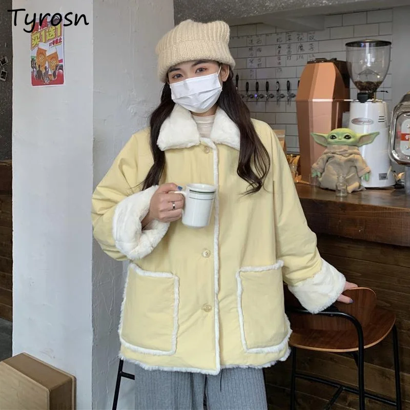 Plus Velvet Thicker Parkas Women Double-sided Design Turn-down Collar Korean Coat Sweet Single Breasted Short Style Parka Girls
Plus Velvet Thicker Parkas Women Double-sided Design Turn-down Collar Korean Coat Sweet Single Breasted Short Style Parka Girls