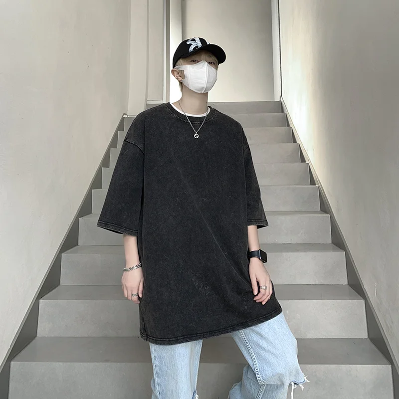 Summer Cotton Short Sleeve T-shirt Men Fashion Retro Wash T Shirt Mens Japanese Streetwear Hip Hop Loose Round Neck Tshirt Men
Summer Cotton Short Sleeve T-shirt Men Fashion Retro Wash T Shirt Mens Japanese Streetwear Hip Hop Loose Round Neck Tshirt Men