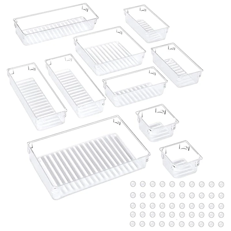 10 Pcs Desk Drawer Organiser Trays, 5-Size Versatile Storage Boxes Makeup Organizers For Kitchen Dresser Bathroom Office
10 Pcs Desk Drawer Organiser Trays, 5-Size Versatile Storage Boxes Makeup Organizers For Kitchen Dresser Bathroom Office