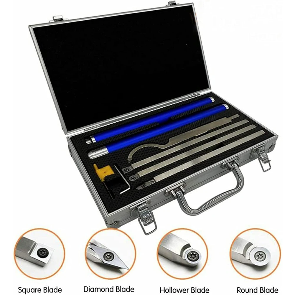 Handle Turning Tools 8pcs Aluminum Alloy Grip Blades Carbide Finisher Indexable Lathe Replacement Set Swan Neck
Handle Turning Tools 8pcs Aluminum Alloy Grip Blades Carbide Finisher Indexable Lathe Replacement Set Swan Neck