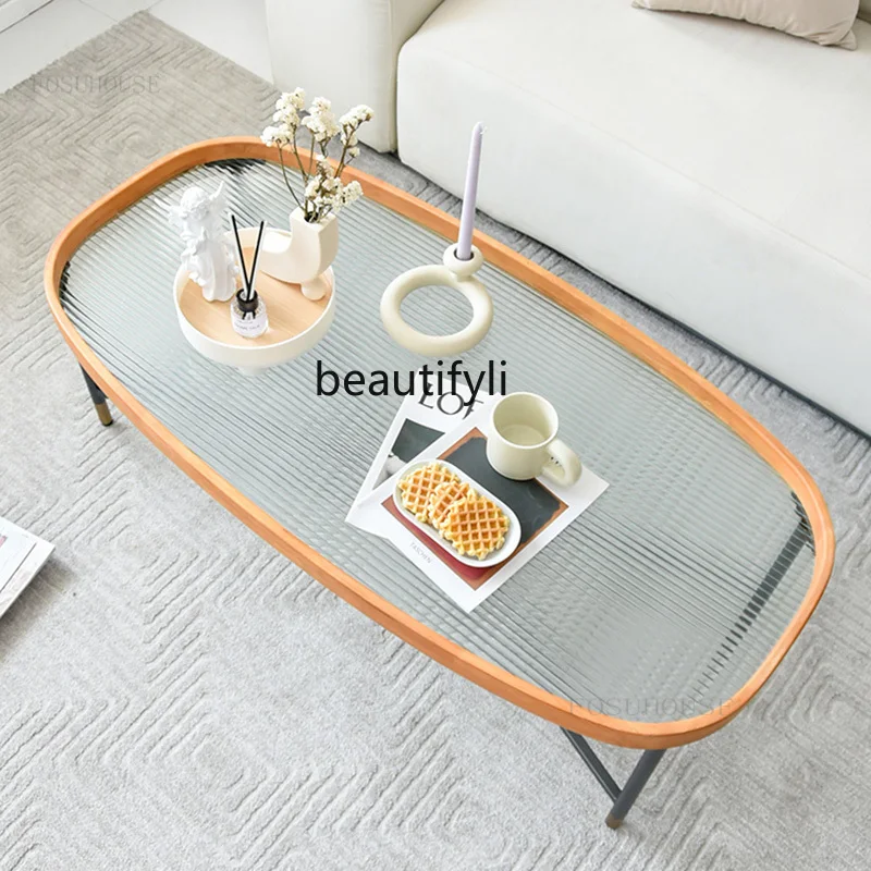 Minimalist Solid Wood Coffee Tables Living Room Transparent Round Coffee Table Embossed Glass Low Table Living Room Furniture 
Minimalist Solid Wood Coffee Tables Living Room Transparent Round Coffee Table Embossed Glass Low Table Living Room Furniture
