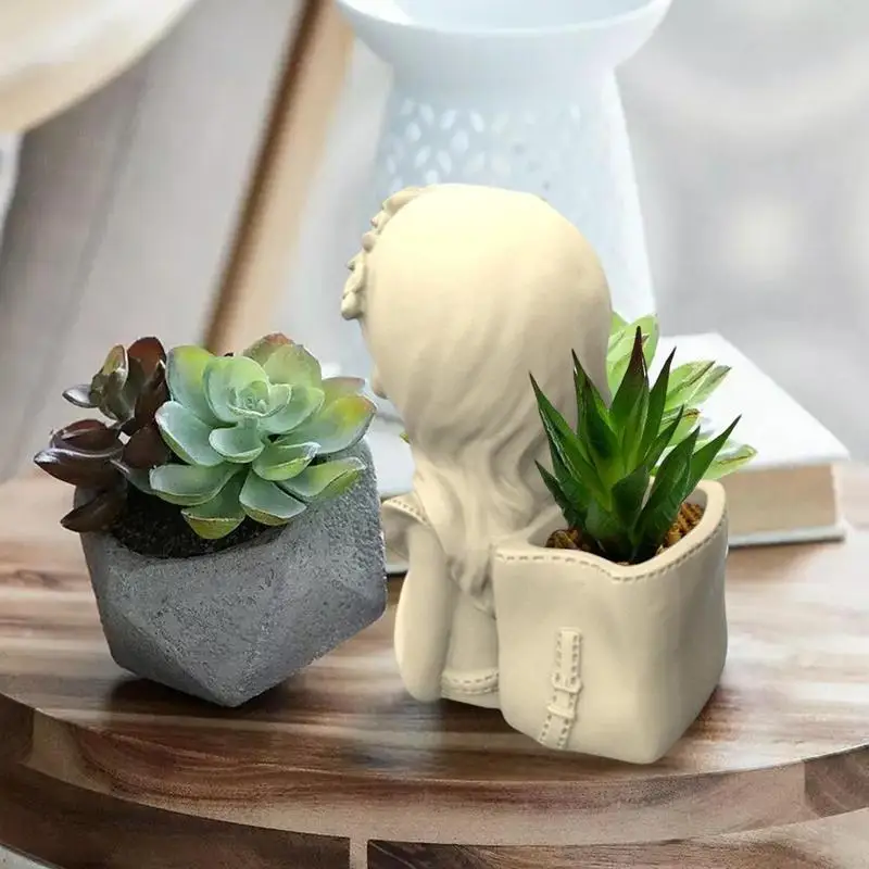 Girl Flower Pot Mold 3D Plant Holder Backpack Girl Shape Silicone Mold Rustic Succulent Plants Flower Pot Cement Plaster Moulds
Girl Flower Pot Mold 3D Plant Holder Backpack Girl Shape Silicone Mold Rustic Succulent Plants Flower Pot Cement Plaster Moulds