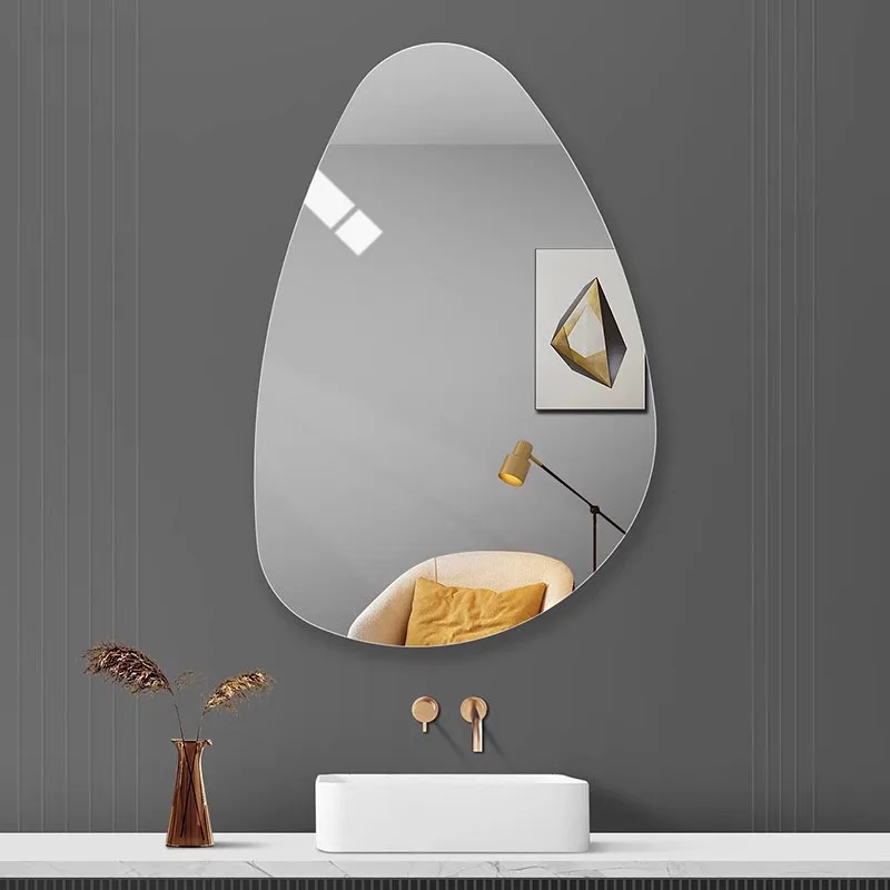 

Зеркало небьющееся в скандинавском стиле для ванной комнаты, эстетическое большое зеркальце для ванной комнаты, косметическое зеркало для ванной комнаты, домашний декор
