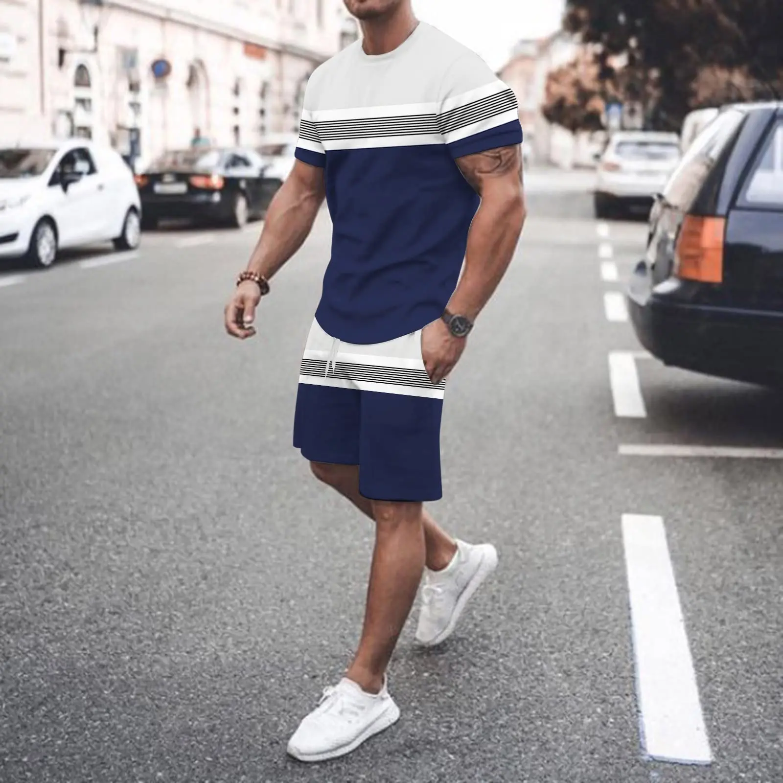 Men's Summer Tracksuit Color Matching T-Shirt Shorts Suit Casual Stylish Sweatersuit Set Sports Outfits Oversized Male Clothing
Men's Summer Tracksuit Color Matching T-Shirt Shorts Suit Casual Stylish Sweatersuit Set Sports Outfits Oversized Male Clothing