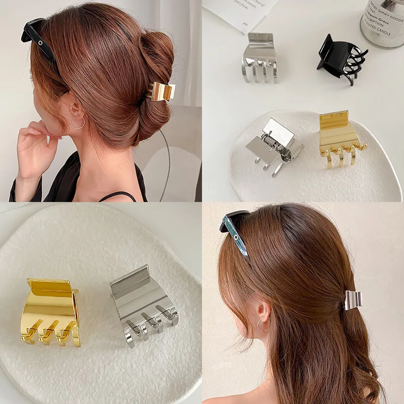 

High Ponytail Clip Fixed Artifact Anti-Sagging Metal Small Hairpin Female Back Head Mini Shark Clip Headdress Hair Accessories