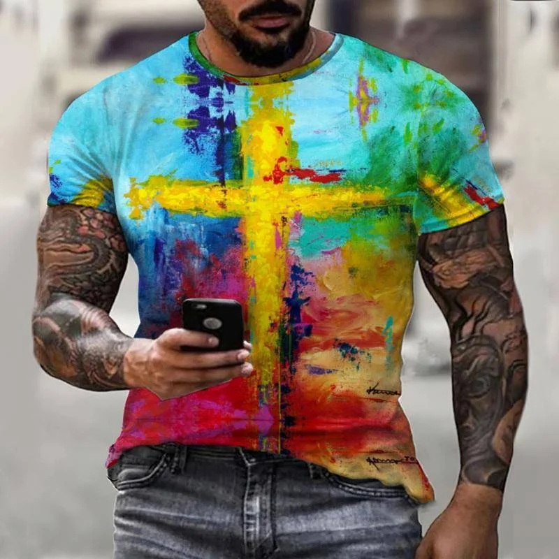 Summer New Color-changing Colorful Graffiti Jesus Cross Men's T-Shirt Casual 3D Men's Fashion Top Short Sleeve 0
Summer New Color-changing Colorful Graffiti Jesus Cross Men's T-Shirt Casual 3D Men's Fashion Top Short Sleeve 0