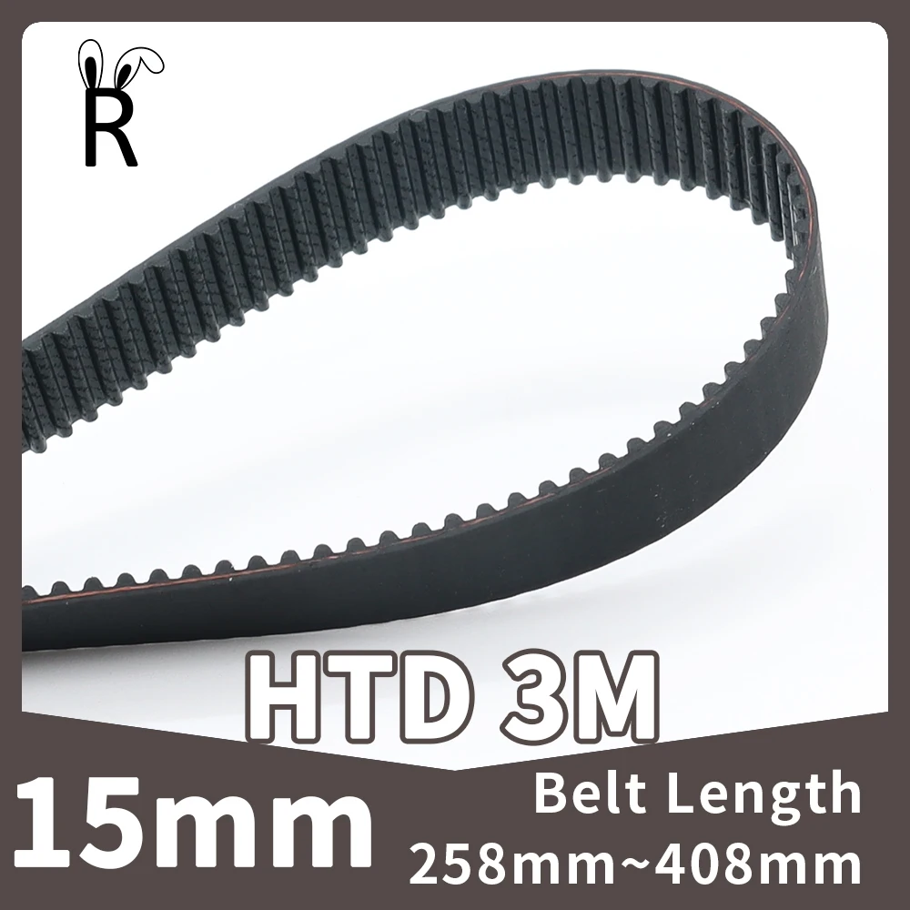 

Width 15mm HTD 3M Timing Belt Pitch 3mm Length 258mm~408mm Number Of 86Teeth~136Teeth Closed Loop Rubber Synchronous Belt HTD3M