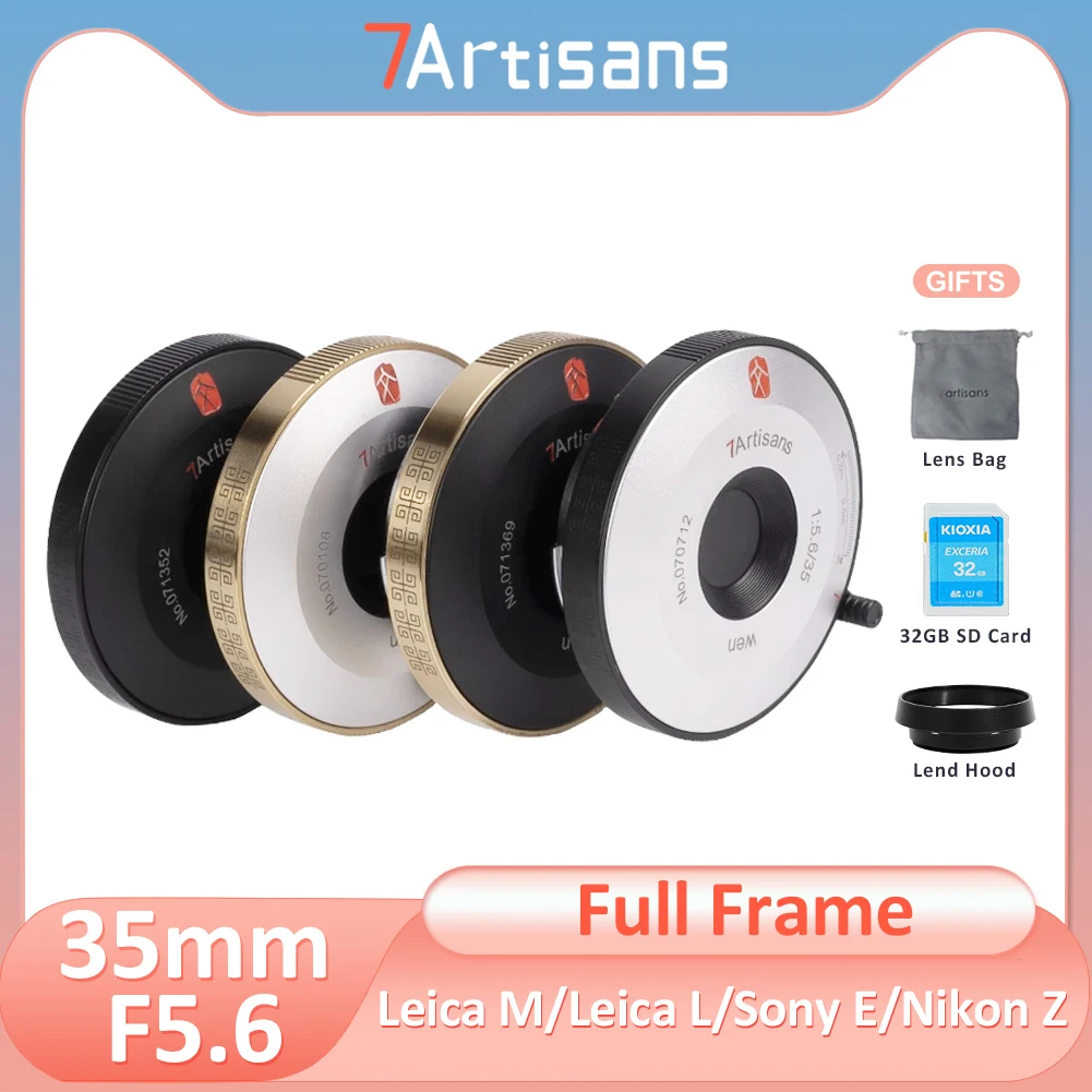 

7artisans 35mm F5.6 Full Frame Manual Ultra-Thin Lens for Sony E A6000 Nikon Z Mount Leica L SL SL2 Leica M M10 Cameras Lens