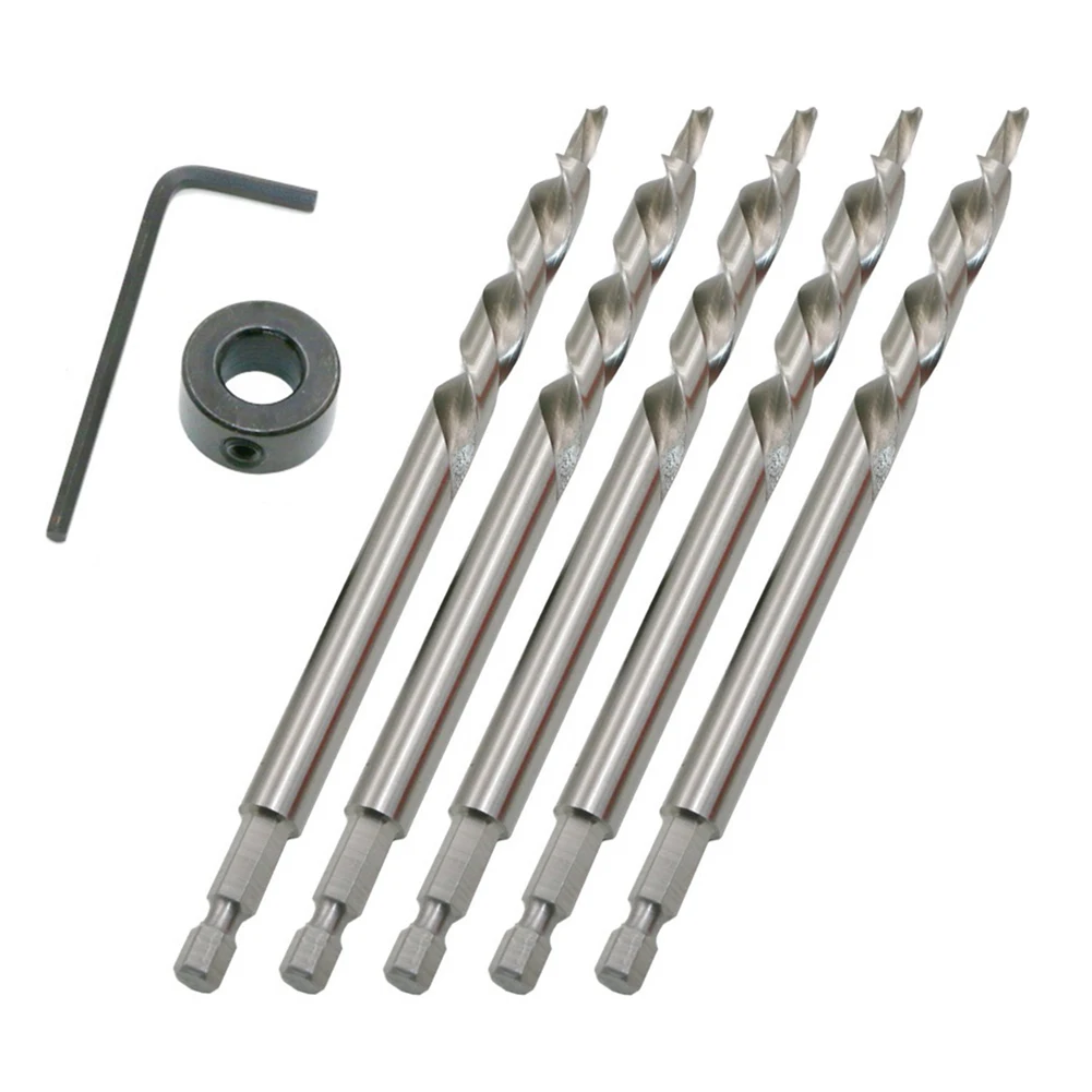 5pcs 9mm Hex Shank Inclined Hole Drill Pocket Hole Step Drill Bit Limit Ring Wrench For Guide Kit For Woodworking
5pcs 9mm Hex Shank Inclined Hole Drill Pocket Hole Step Drill Bit Limit Ring Wrench For Guide Kit For Woodworking