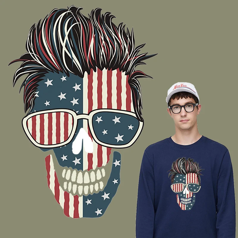 Applique Punk Hippie USA Skull Patches Washable Cool Fashion Decor Heat Transfer Vinyl Stickers for Clothes Iron-on Patches 
Applique Punk Hippie USA Skull Patches Washable Cool Fashion Decor Heat Transfer Vinyl Stickers for Clothes Iron-on Patches