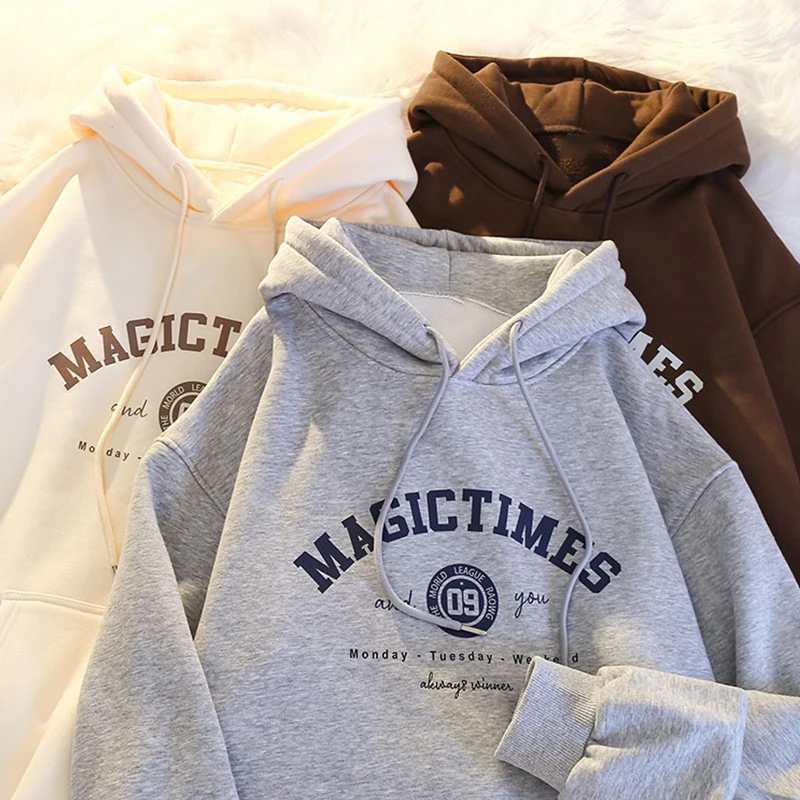 Harajuku Women Sweatshirts Korean Loose Letter Streetwear Hoodies Autumn Winter Long Sleeve Fleece Hooded Coats Warm Pullover
Harajuku Women Sweatshirts Korean Loose Letter Streetwear Hoodies Autumn Winter Long Sleeve Fleece Hooded Coats Warm Pullover