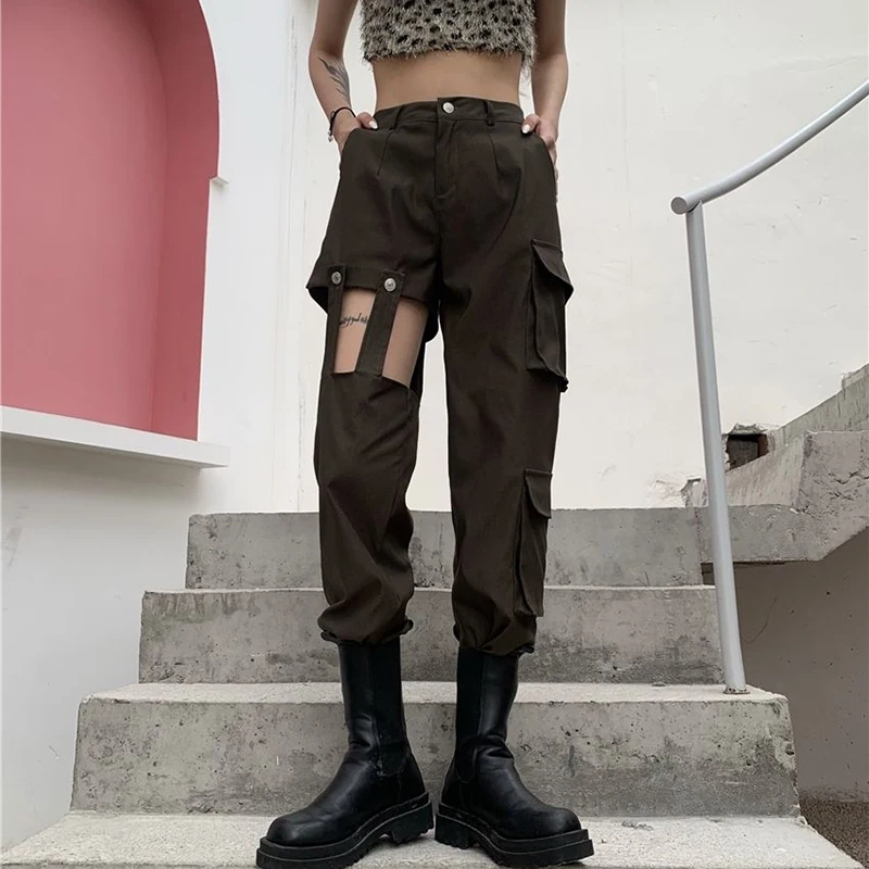 MEXZT Streetwear Cargo Pants Women High Waist Hollow Out Splice Straight Trousers Fashion Harajuku Casual Pockets Jogger Pants
MEXZT Streetwear Cargo Pants Women High Waist Hollow Out Splice Straight Trousers Fashion Harajuku Casual Pockets Jogger Pants