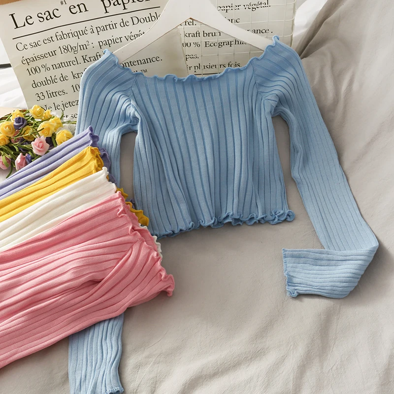 Itoolin Women Summer Purple Knitted T-shirts Off Shoulder Crop Tees Women Stripes T-shirts Ruffles Hem Tees For Women Tops
Itoolin Women Summer Purple Knitted T-shirts Off Shoulder Crop Tees Women Stripes T-shirts Ruffles Hem Tees For Women Tops
