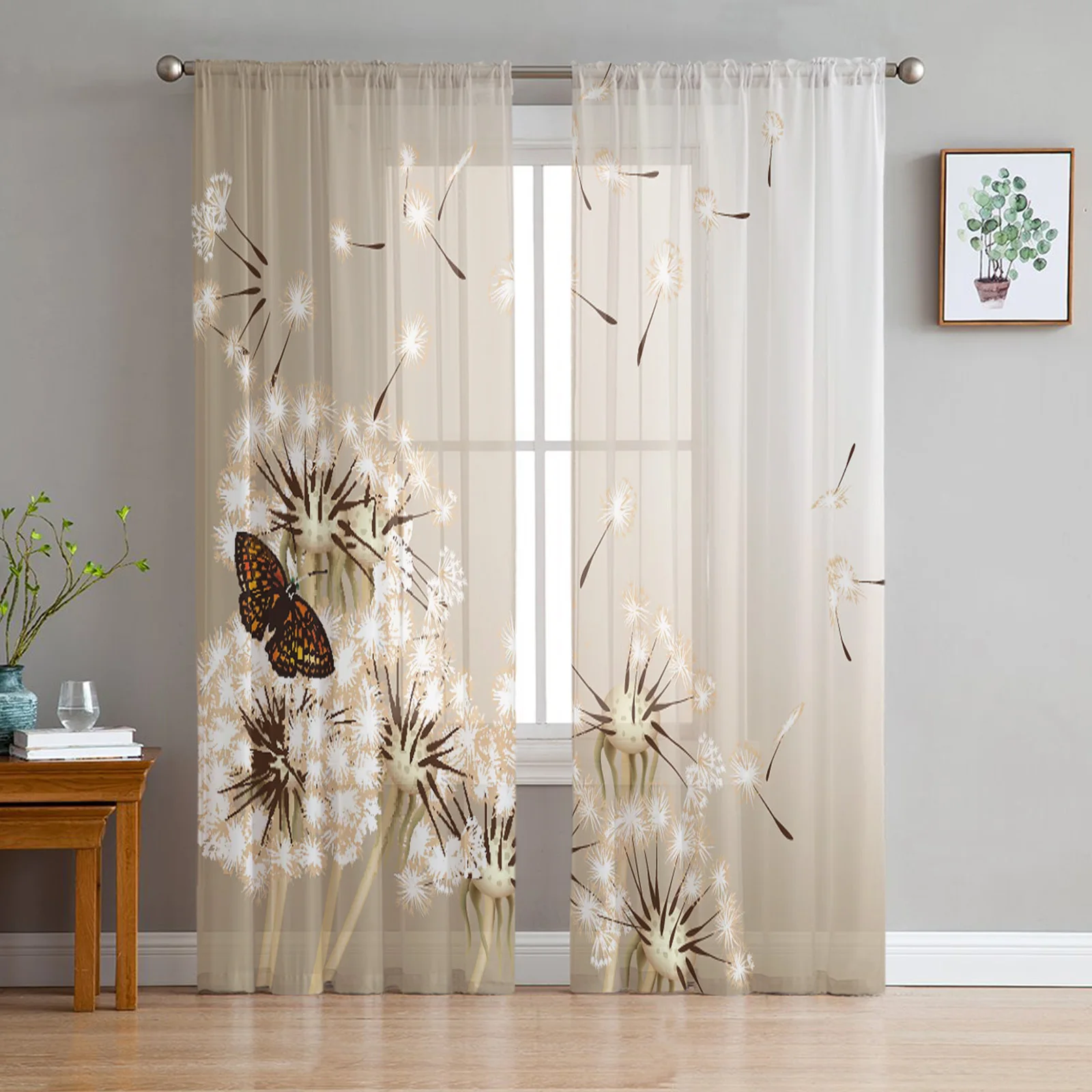 

Dandelion Butterfly Flower Plant Tulle Sheer Curtains for Living Room Decoration Window Curtain for Bedroom Voile Organza Drapes