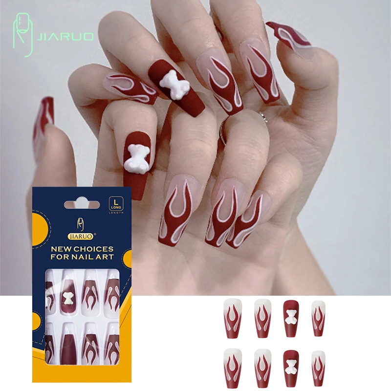 JIARUO 24PCS/BOX Short Press on Coffin Nails Fake Nail Art Y2k Wine Red Flame Little Bear Waterproof Removable Full Cover Nails
JIARUO 24PCS/BOX Short Press on Coffin Nails Fake Nail Art Y2k Wine Red Flame Little Bear Waterproof Removable Full Cover Nails