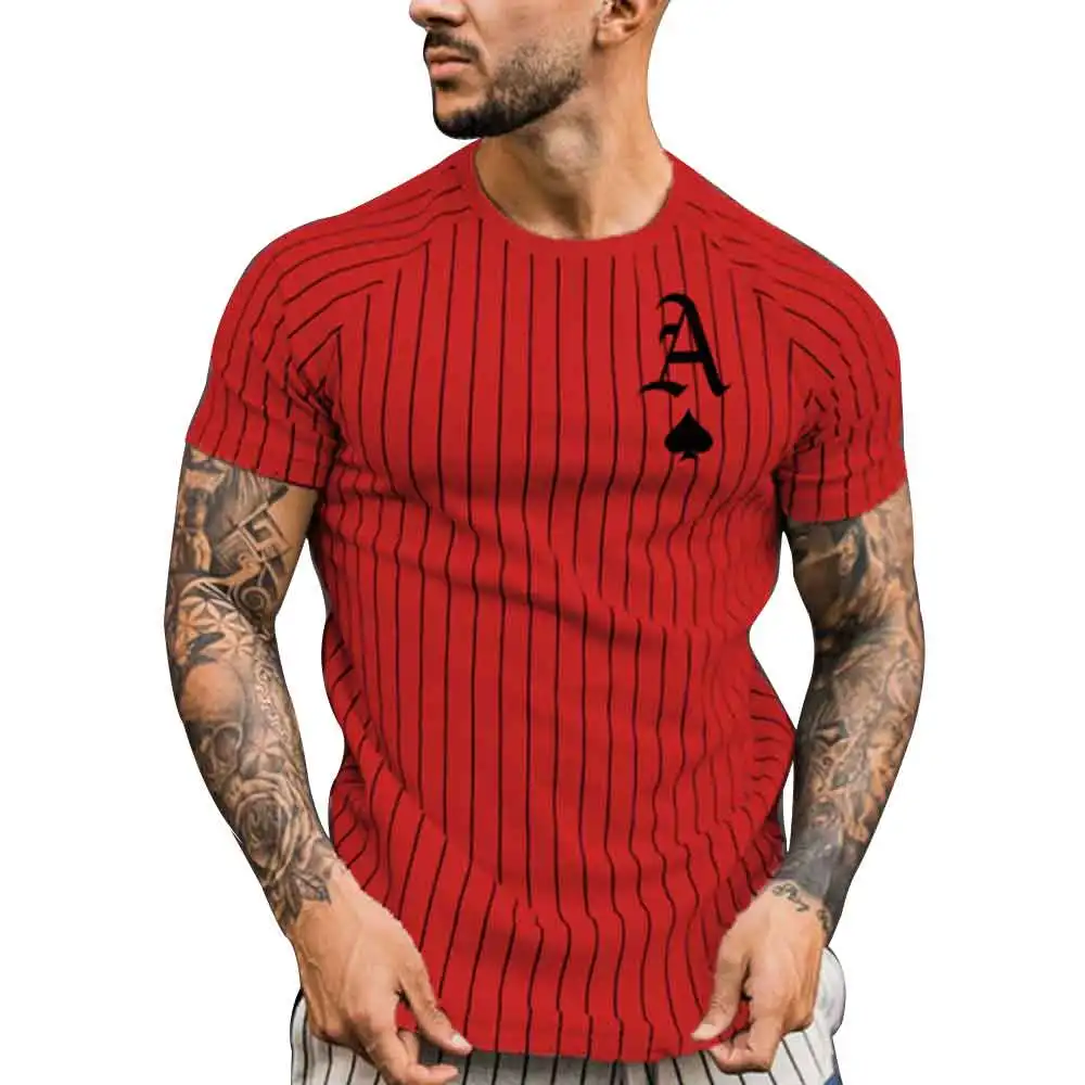 Minimalist Graphic Men's T-shirt Elegant Red Stripe Short Sleeve Poker Spades A-Letter Printed T shirts Casual O-Neck Pullover
Minimalist Graphic Men's T-shirt Elegant Red Stripe Short Sleeve Poker Spades A-Letter Printed T shirts Casual O-Neck Pullover