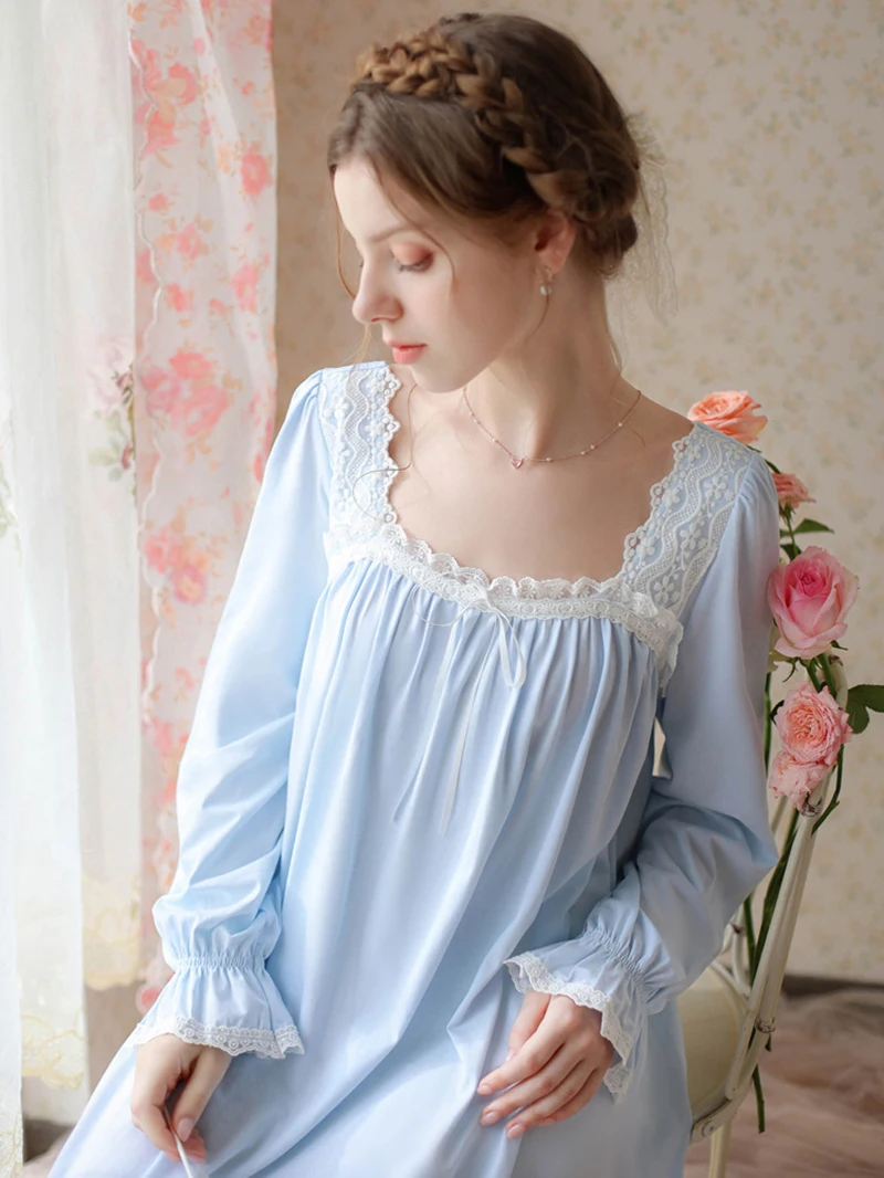Spring Autumn Princess Nightdress Victorian Pajamas Square Collar Backless Fairy Lace Women Vintage Nightgowns Sleepwear
Spring Autumn Princess Nightdress Victorian Pajamas Square Collar Backless Fairy Lace Women Vintage Nightgowns Sleepwear