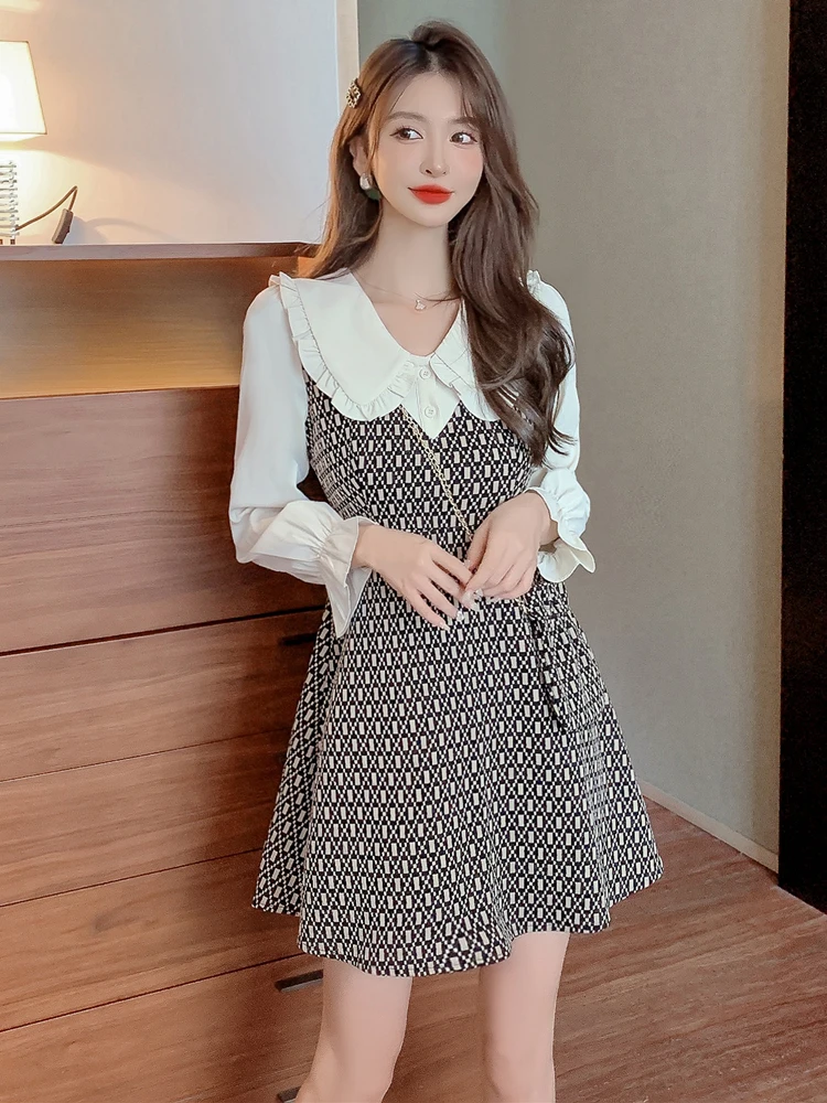 2022 Autumn New Sweet Age Reducing Doll Collar with Winter Clothes Plaid Dress Women's Mini Dress Fashion Slim Student Dress
2022 Autumn New Sweet Age Reducing Doll Collar with Winter Clothes Plaid Dress Women's Mini Dress Fashion Slim Student Dress