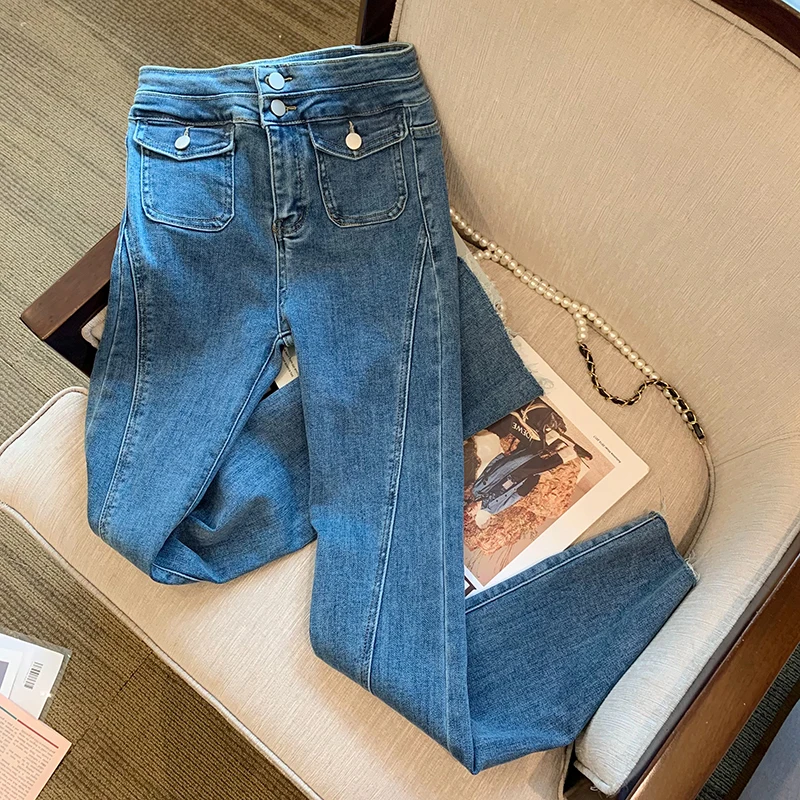 Korean High Waist Pockets Patchwork Denim Pants Women Buttons Up Ankle Length Pants Casual Wide Leg Blue Trousers Sreetwear
Korean High Waist Pockets Patchwork Denim Pants Women Buttons Up Ankle Length Pants Casual Wide Leg Blue Trousers Sreetwear