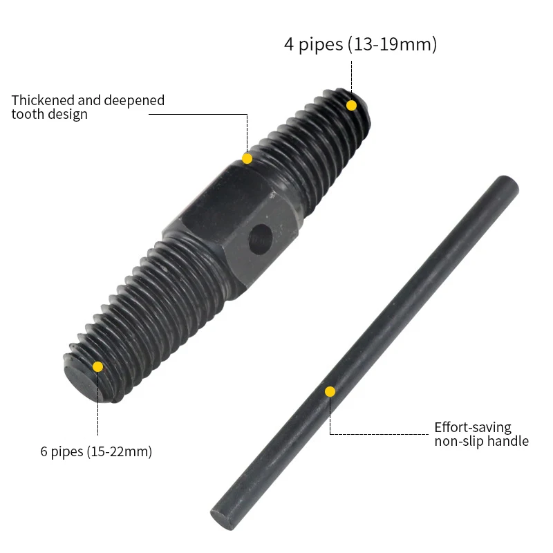 4" 6" Double Head Tap Faucet Valve Screw Extractor Set Pipe Remover Tools Damaged Wire Water Pipe Bolt Broken Screw Removal Tool 
4" 6" Double Head Tap Faucet Valve Screw Extractor Set Pipe Remover Tools Damaged Wire Water Pipe Bolt Broken Screw Removal Tool