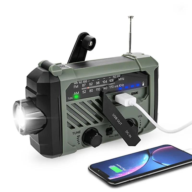 Flashlight for Outdoor Emergency 2000mAh Weather Radio Portable Power Bank with Solar Charging
Flashlight for Outdoor Emergency 2000mAh Weather Radio Portable Power Bank with Solar Charging