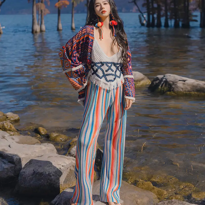 2022 Summer Women New Loose Pleated Straight Trousers Female High Waist Wide-leg Pants Ladies Casual Striped Mopping Pants P142
2022 Summer Women New Loose Pleated Straight Trousers Female High Waist Wide-leg Pants Ladies Casual Striped Mopping Pants P142