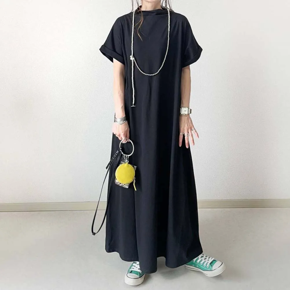 Women's Dress Mid-high Collar Dolman Sleeves Loose And Slim Dress With Short Sleeve Pockets Elegant Chic Ladies Korea Japan
Women's Dress Mid-high Collar Dolman Sleeves Loose And Slim Dress With Short Sleeve Pockets Elegant Chic Ladies Korea Japan