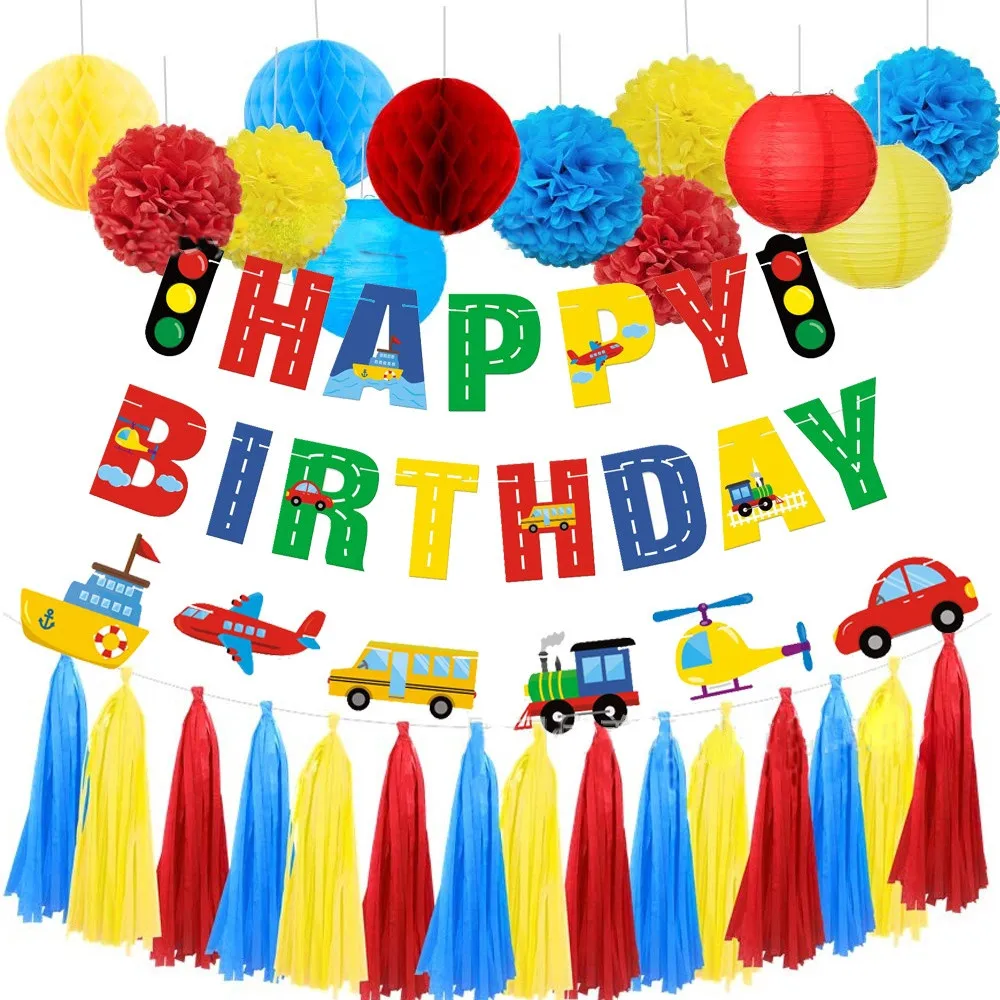 SURSURPIRSE Transportation Theme Tassels Paper Pompom Lantern Honeycomb Balloon Car Plane Banner for Kid Birthday Party Supplies
SURSURPIRSE Transportation Theme Tassels Paper Pompom Lantern Honeycomb Balloon Car Plane Banner for Kid Birthday Party Supplies