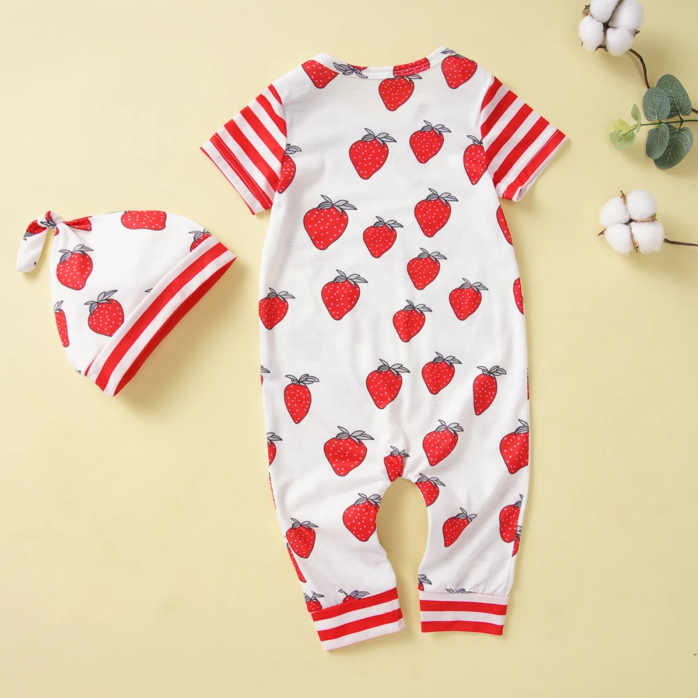 Newborn Baby Rompers Cap Hat Strawberry Striped O-neck Baby Cute Clothes Set for Children Walking Leaning Accessories
Newborn Baby Rompers Cap Hat Strawberry Striped O-neck Baby Cute Clothes Set for Children Walking Leaning Accessories