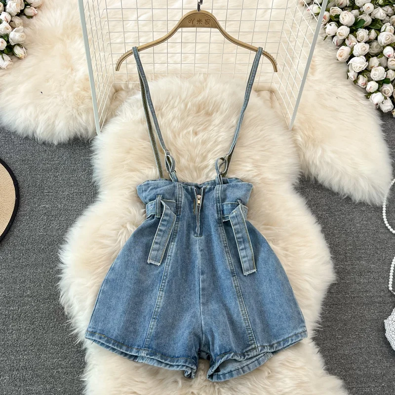 Rompers Women Loose Solid Sashes Denim Washed Summer All-match High Waist Ins Simple Korean Style Streetwear Retro Preppy Chic
Rompers Women Loose Solid Sashes Denim Washed Summer All-match High Waist Ins Simple Korean Style Streetwear Retro Preppy Chic