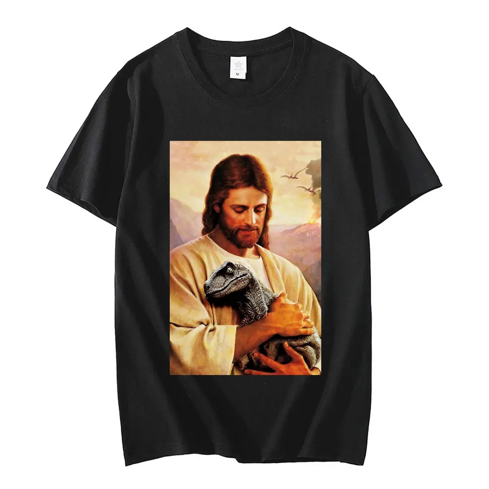 Jesus Raptor Graphic Print T Shirt Summer Men Women Loose 100% Cotton Short Sleeves Tshirts Fashion Oversized T-shirt Streetwear
Jesus Raptor Graphic Print T Shirt Summer Men Women Loose 100% Cotton Short Sleeves Tshirts Fashion Oversized T-shirt Streetwear