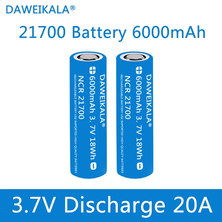 

2023 Original 3.7V 6000mAh 21700 Battery 20A Power 5C Rate Discharge Ternary Lithium Battery DIY Electric Bicycle+free shipping