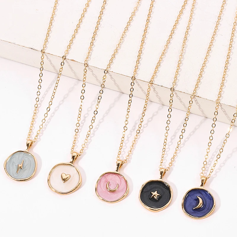 Drop Oil Enamel Charm Pendant Necklace For Men Women Fashion Party Jewelry Gifts Star Lightning Moon Coin Pendant Necklace 2022 
Drop Oil Enamel Charm Pendant Necklace For Men Women Fashion Party Jewelry Gifts Star Lightning Moon Coin Pendant Necklace 2022