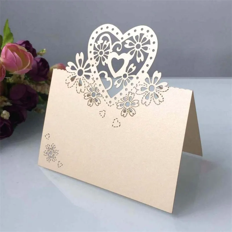 

Heart Shape Message Setting Card 50pcs Place Cards Laser Cut For Wedding Party Table Name Card For Wedding Party Banquet