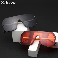 XJiea Rimless Sun Glasses For Women Fashion 2022 Oversize Square Man Sunglass Mirror Gradient Luxury Brand Driving Oculos De Sol
