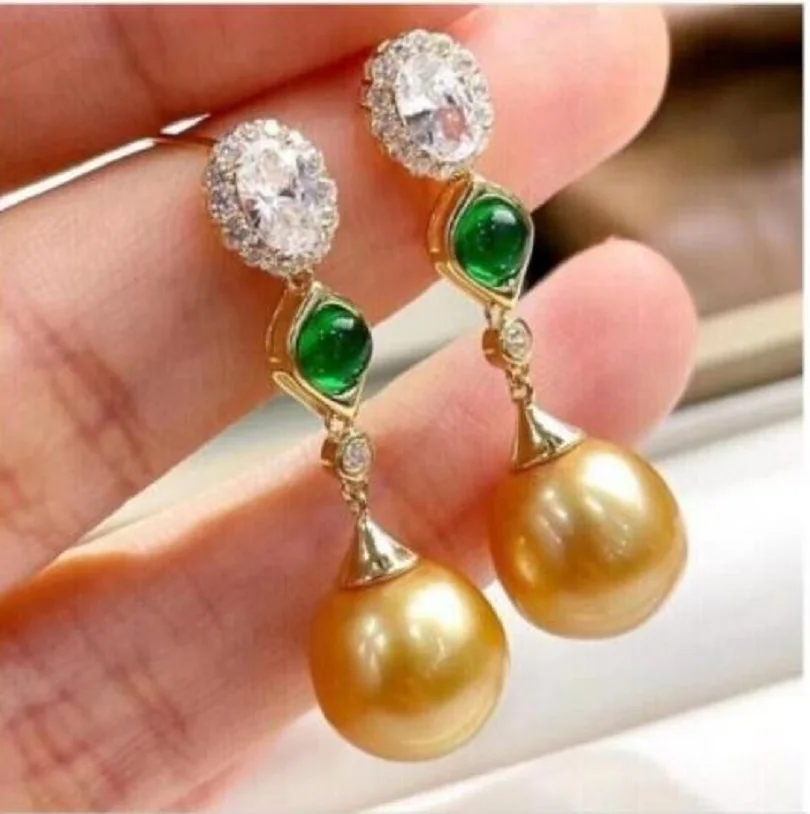 Huge Aaaa 11-10mm Real Natural Round Golden South Sea Pearl Earrings 925s
Huge Aaaa 11-10mm Real Natural Round Golden South Sea Pearl Earrings 925s