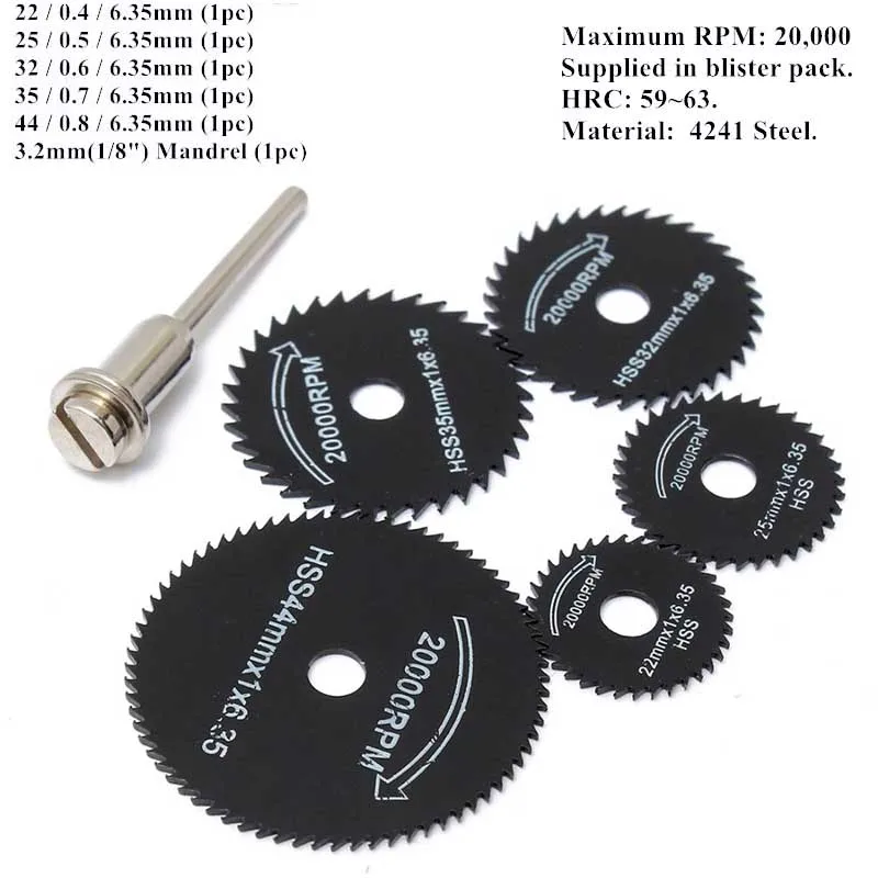 6pcs High Speed Steel Circular Saw Cutter Mini Rotary Drill Cutting Tools For Metal Wood Cutting And Grinding
6pcs High Speed Steel Circular Saw Cutter Mini Rotary Drill Cutting Tools For Metal Wood Cutting And Grinding
