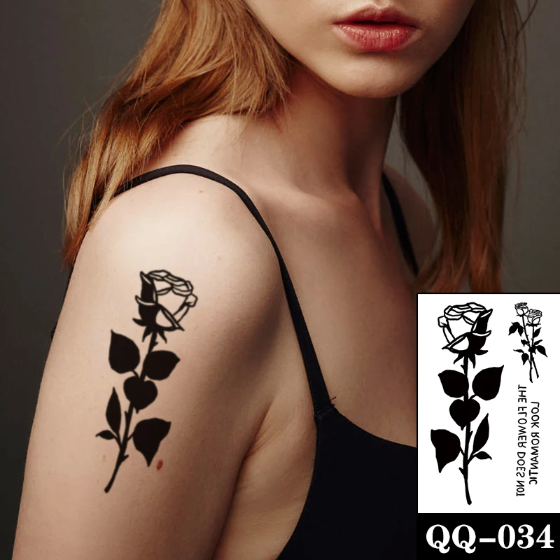 Sexy Rose Temporary Tattoo Stickers Black English Alphabet Fake Tattoos Waterproof Tatoos Arm Hand Leg Small Size for Women Girl
Sexy Rose Temporary Tattoo Stickers Black English Alphabet Fake Tattoos Waterproof Tatoos Arm Hand Leg Small Size for Women Girl