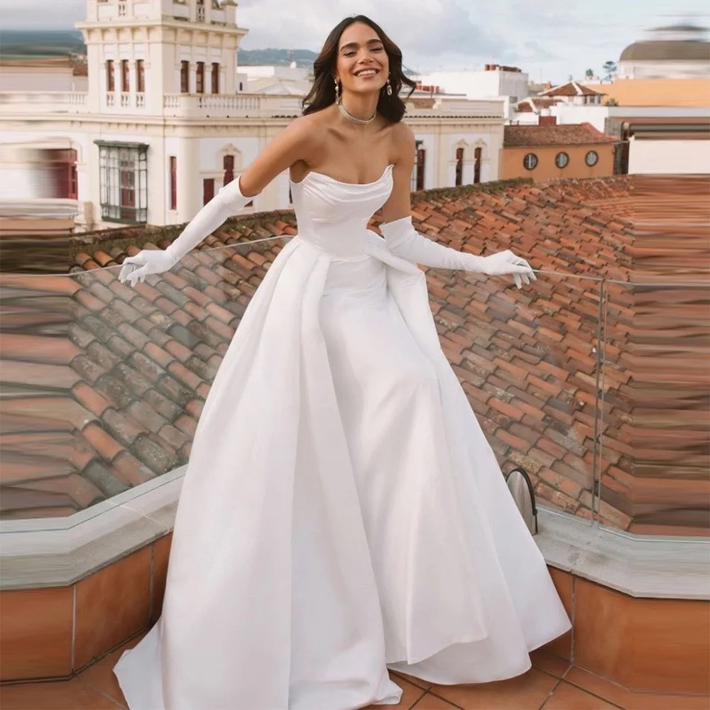 Женское свадебное платье с юбкой годе COZOK, платье без рукавов со съемным шлейфом в стиле бохо, платье невесты в богемном стиле 
Женское свадебное платье с юбкой годе COZOK, платье без рукавов со съемным шлейфом в стиле бохо, платье невесты в богемном стиле