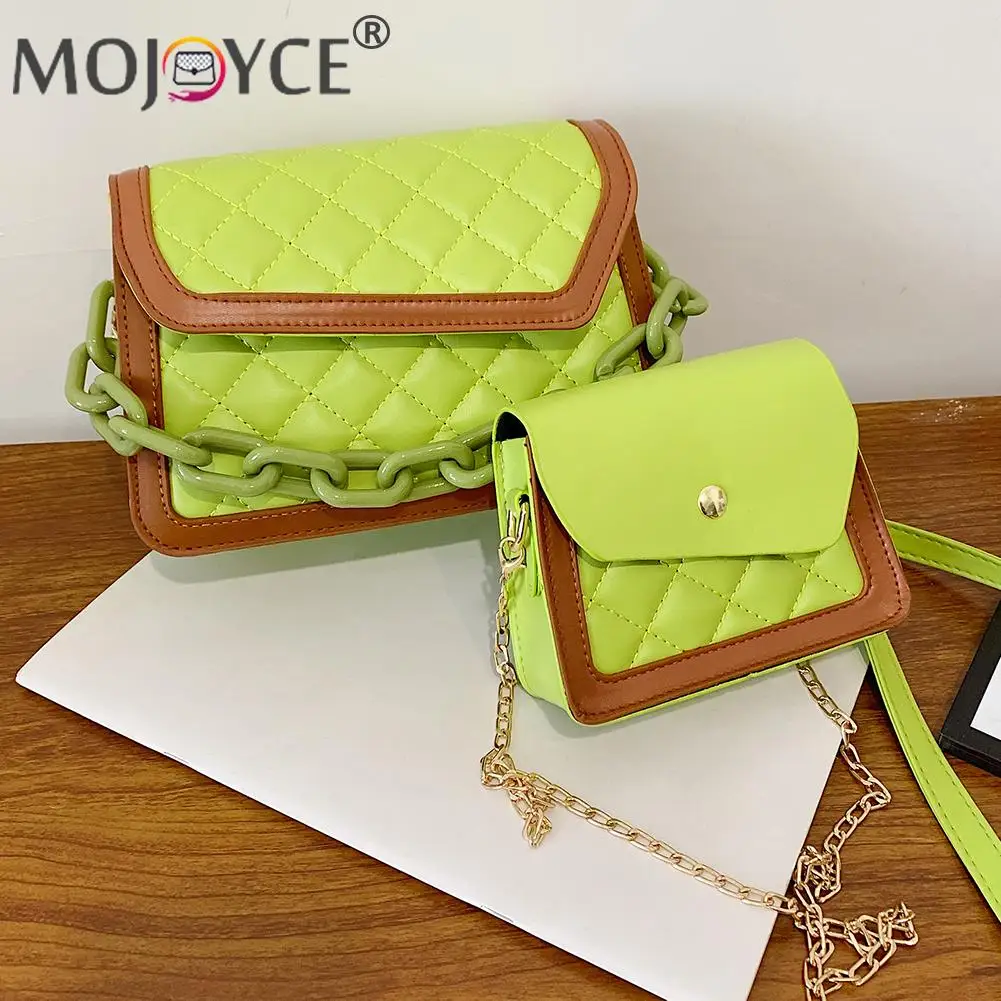 2pcs Fashion Women PU Leather Diamond Lattice Shoulder Crossbody Bag with Acrylic Chain Casual Hit Color Flap Composite Handbags
2pcs Fashion Women PU Leather Diamond Lattice Shoulder Crossbody Bag with Acrylic Chain Casual Hit Color Flap Composite Handbags