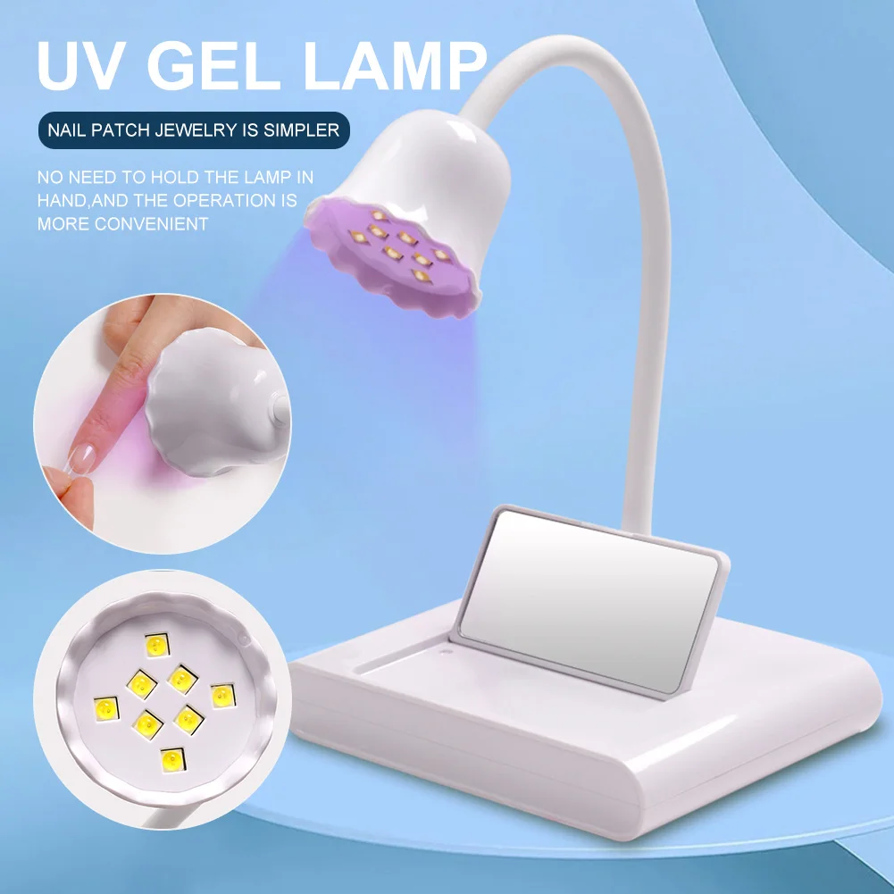 Mini Lotus Nail Lamp with Mirror Portable Rechargeable UV/LED Nail Drying Lamp 360° Adjustable Nail Dryer Manicure Tool
Mini Lotus Nail Lamp with Mirror Portable Rechargeable UV/LED Nail Drying Lamp 360° Adjustable Nail Dryer Manicure Tool