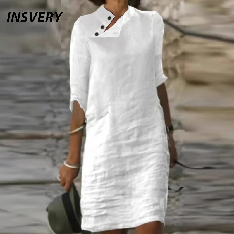 Women Loose Vintage Half Sleeve Party Dress Summer Button Design Boho Casual Party Elegant Dresses For Women
Women Loose Vintage Half Sleeve Party Dress Summer Button Design Boho Casual Party Elegant Dresses For Women