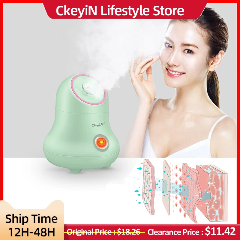 

CkeyiN 220V Facial Steamer Nano Ionic Face Steamer Home Sauna Spa Warm Mist Humidifier Atomizer Skin Moisturizing Pores Cleanse