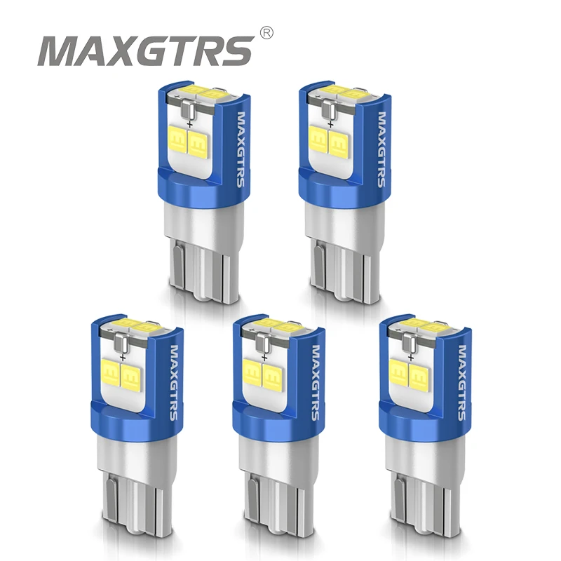 MAXGTRS 5x 194 168 T10 LED W5W Лампочка 3030 DRL для автомобиля, боковой маркер, парковочный свет, интерьерный светильник для чтения включен.